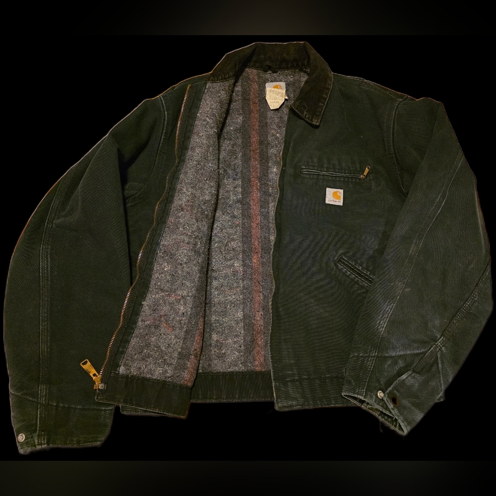 Vintage Carhartt J01 BLK Detroit Y2K Jacket Blanket Lined 42R Workwear Corduroy